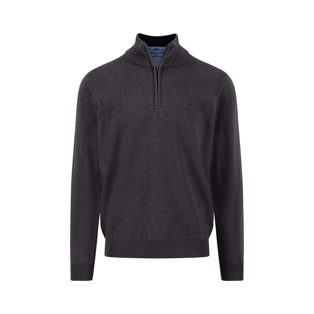 Fynch Hatton Cotton troyer with zip and stand-up collar