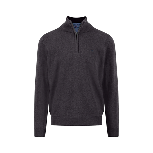 Fynch Hatton Cotton troyer with zip and stand-up collar