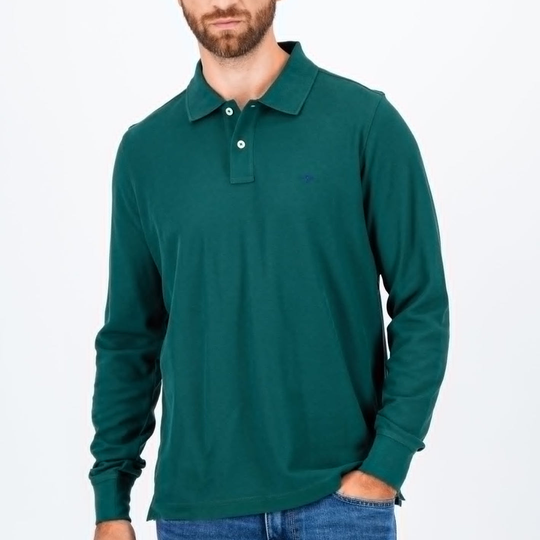 Long arm polo shirt made of cotton