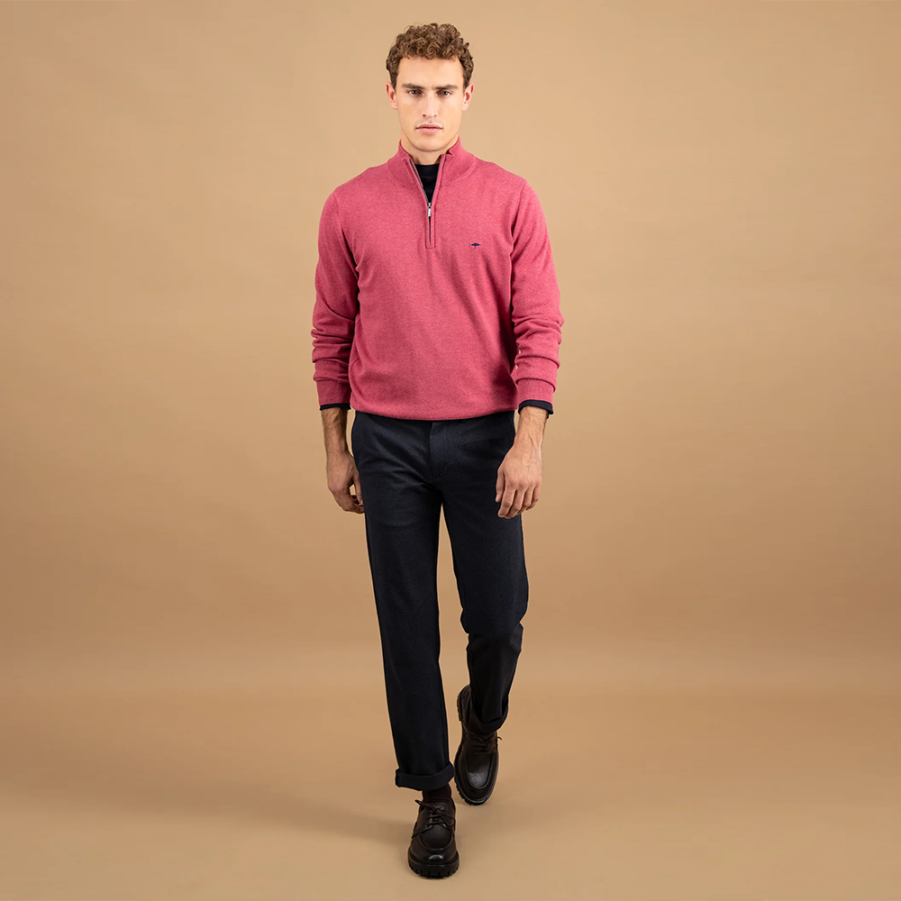 Fynch Hatton Cotton troyer with zip and stand-up collar