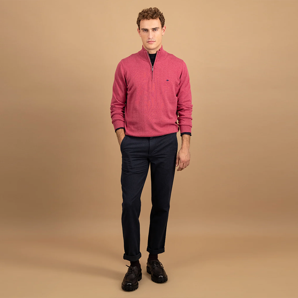 Fynch Hatton Cotton troyer with zip and stand-up collar