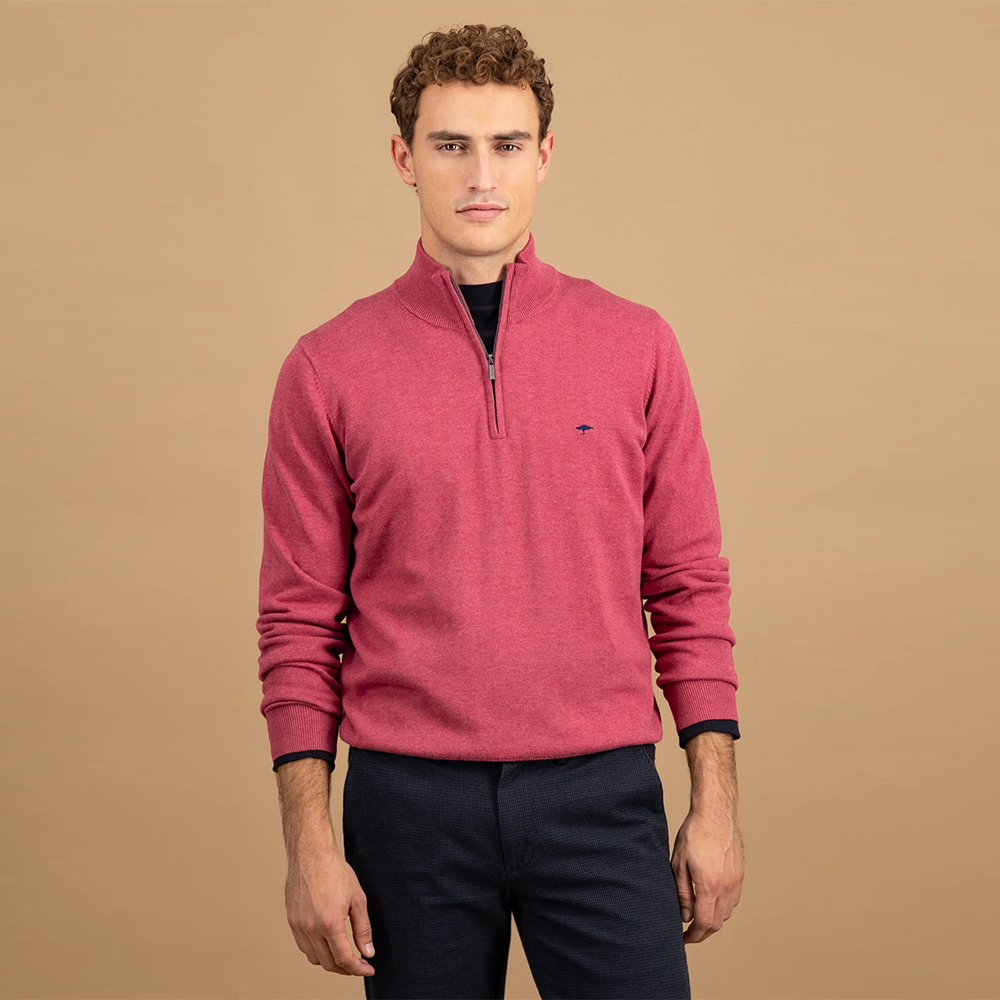 Fynch Hatton Cotton troyer with zip and stand-up collar