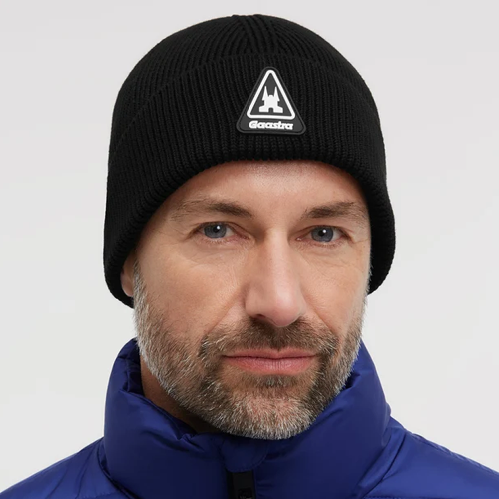 Gaastra Ribbed Knit Beanie with Rubber Patch