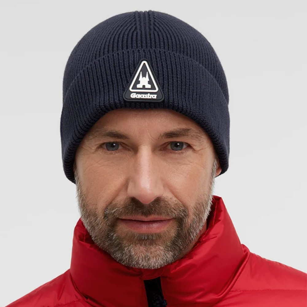 Gaastra Ribbed Knit Beanie with Rubber Patch