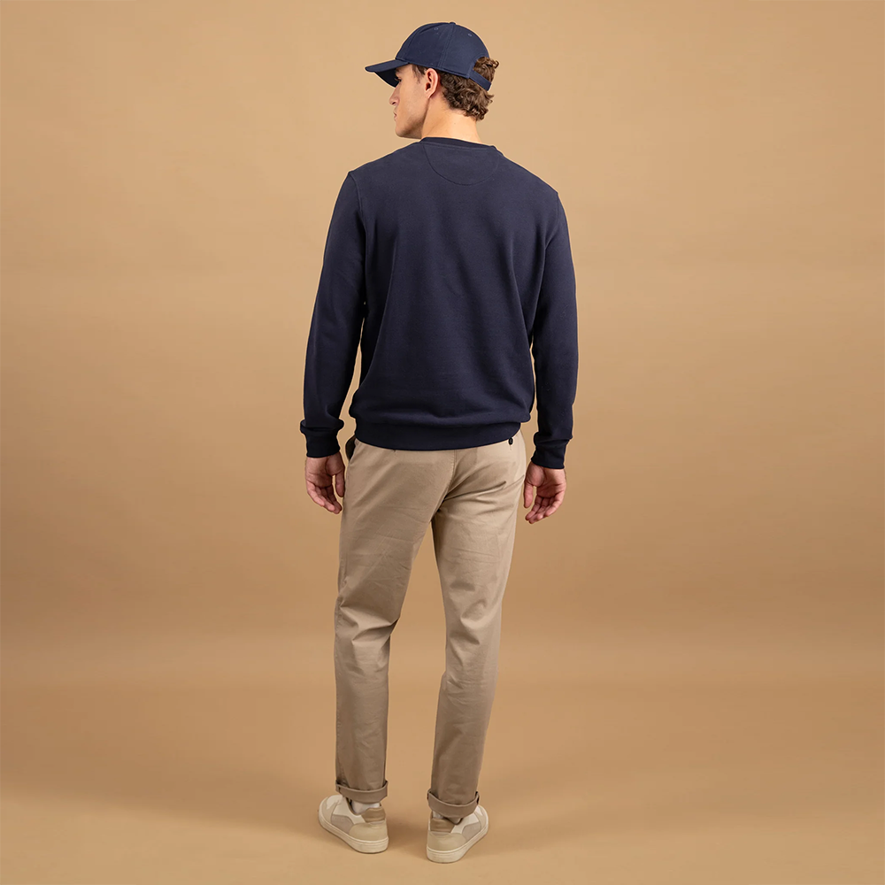 Fynch Hatton Cotton sweat jumper with round neckline and logo embroidery