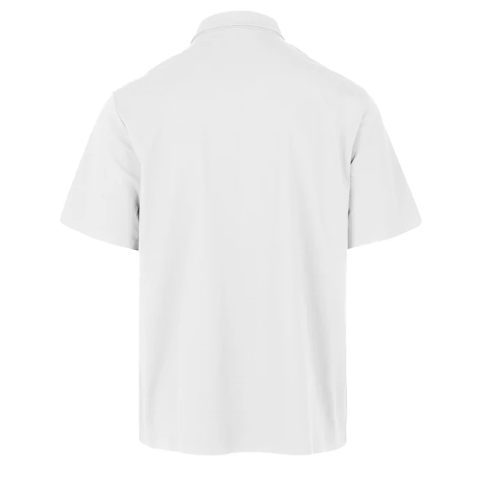 Bomboogie regular fit white technical jersey short sleeve shirt with classic collar and button-up front for men's smart casual and summer wear.