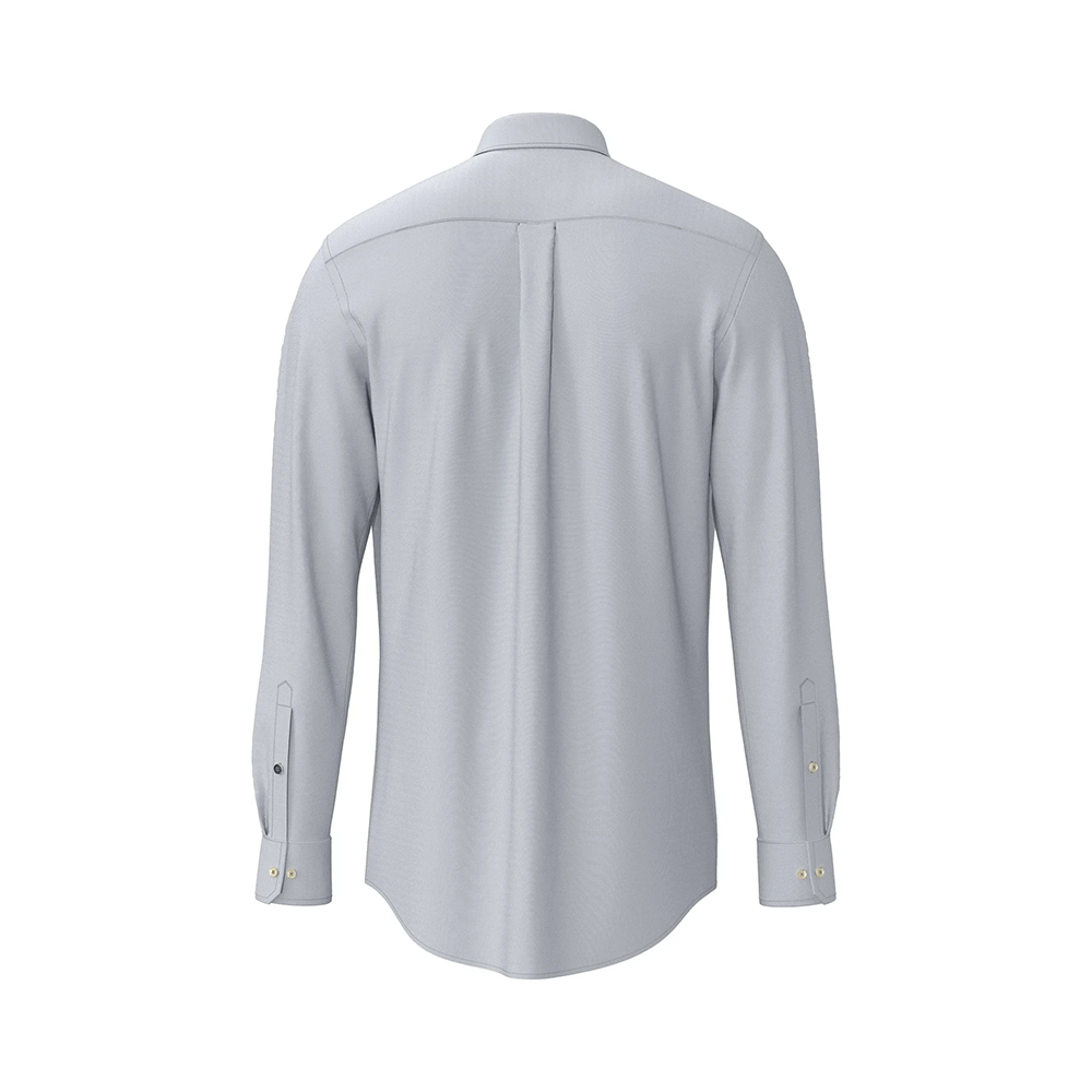 Fynch Hatton grey cotton Oxford shirt with Kent collar, plain structure, back view studio photo, available at Kayagan