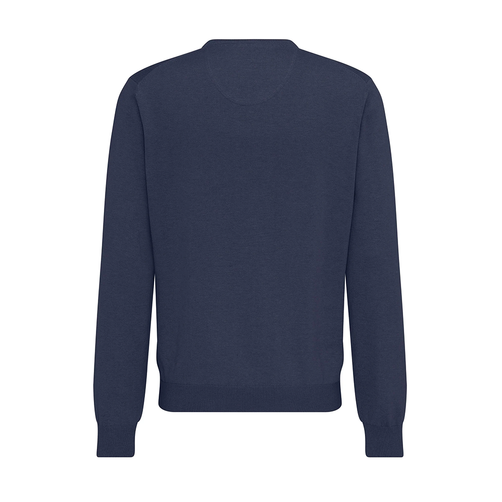Fynch Hatton Navy blue V-neck sweater on a white background, available at Kayagan