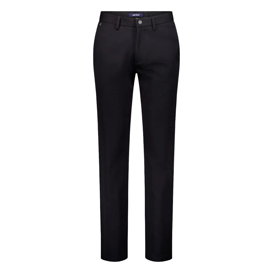 A pair of black Gardeur trousers with a tapered fit, displayed against a plain background.