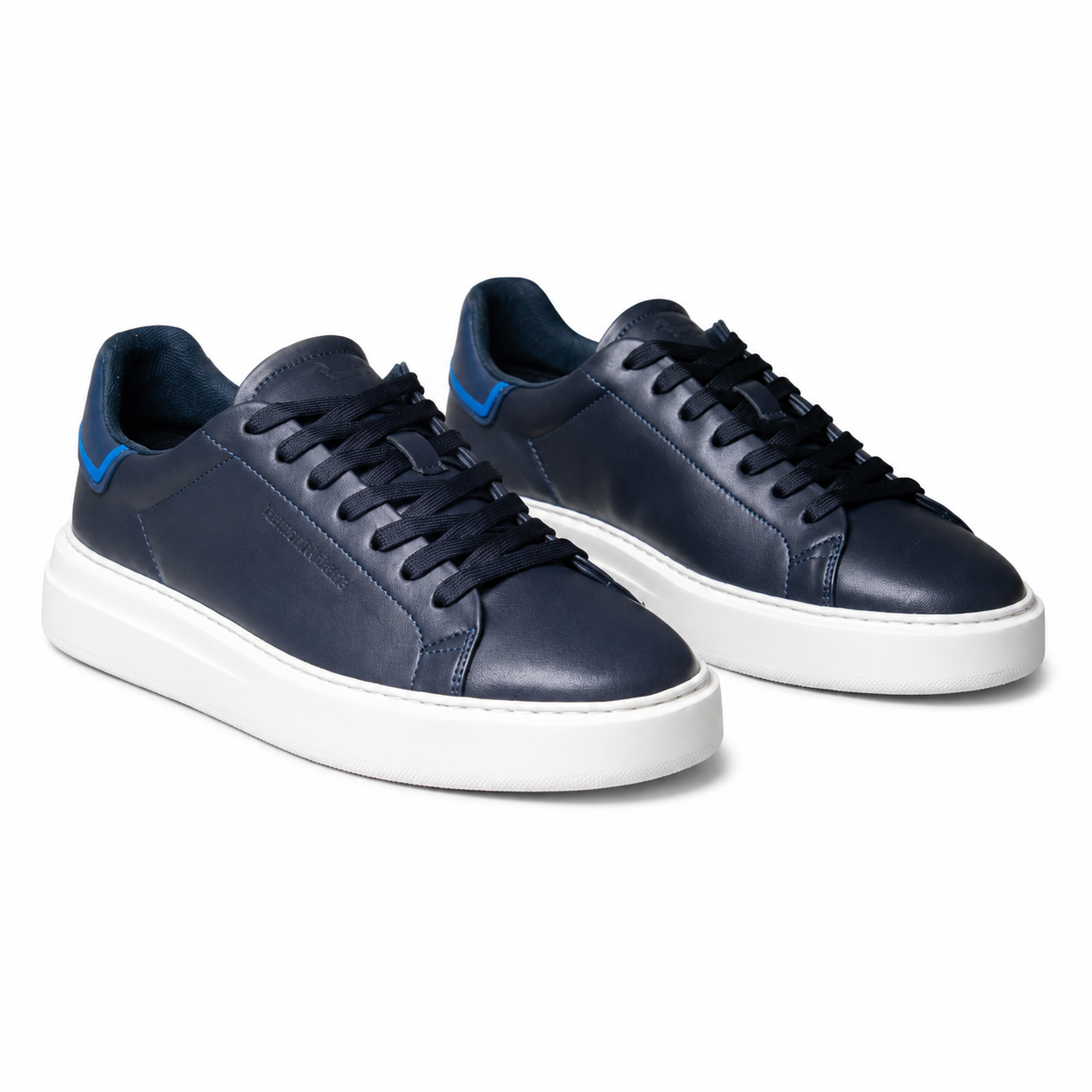 Harmont & Blaine men's navy low-top sneakers with blue accents, lace-up closure, and durable rubber sole.