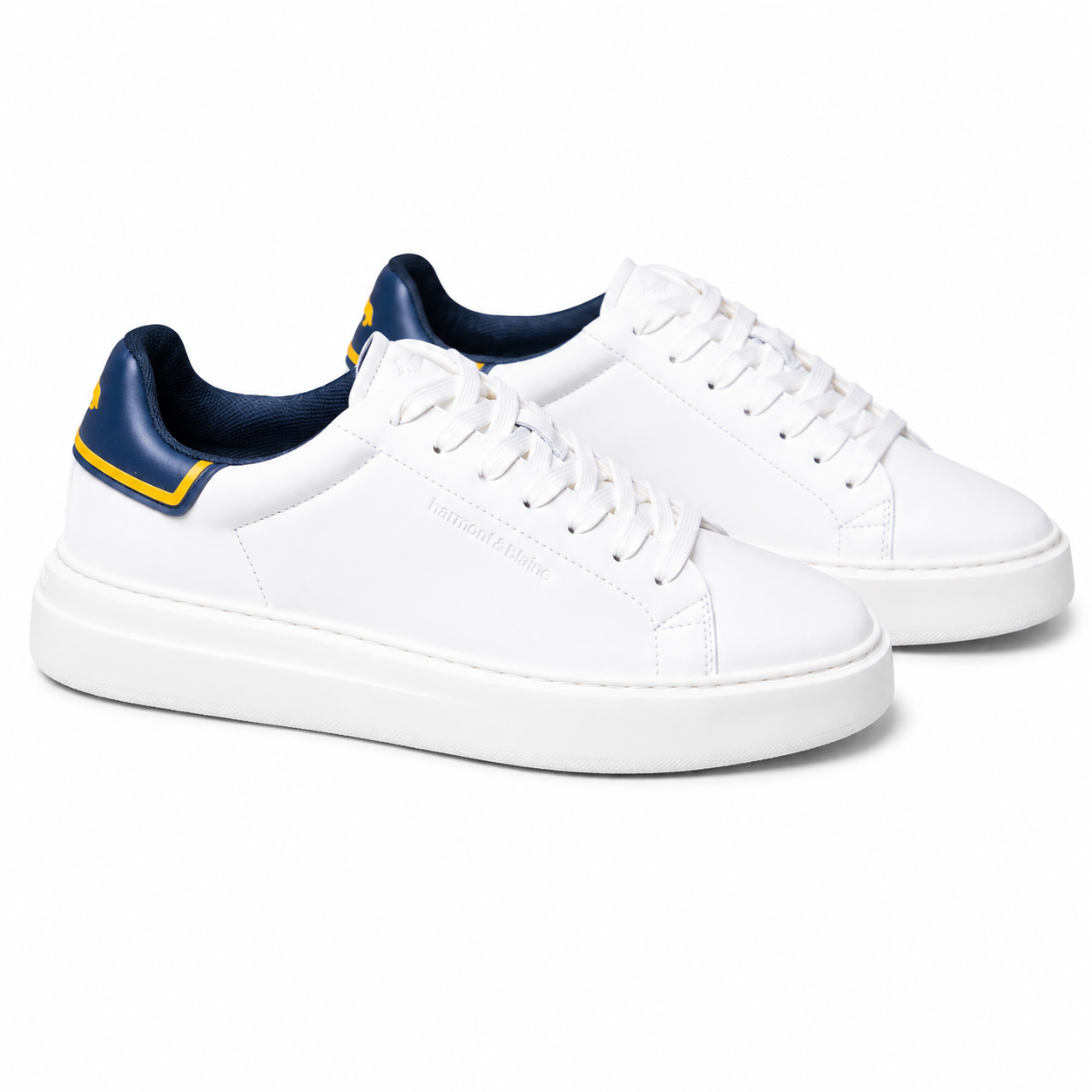 Harmont & Blaine white sneakers with blue and yellow accents for men