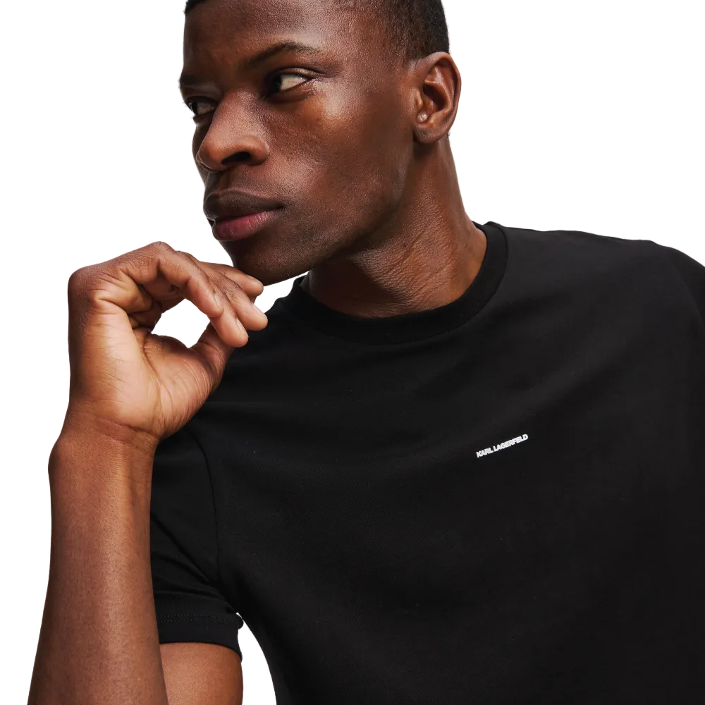 Karl Lagerfeld men's black Crewneck regular fit T-shirt front view