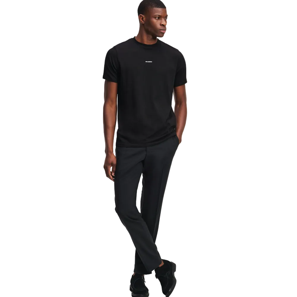 Karl Lagerfeld men's black Crewneck regular fit T-shirt front view