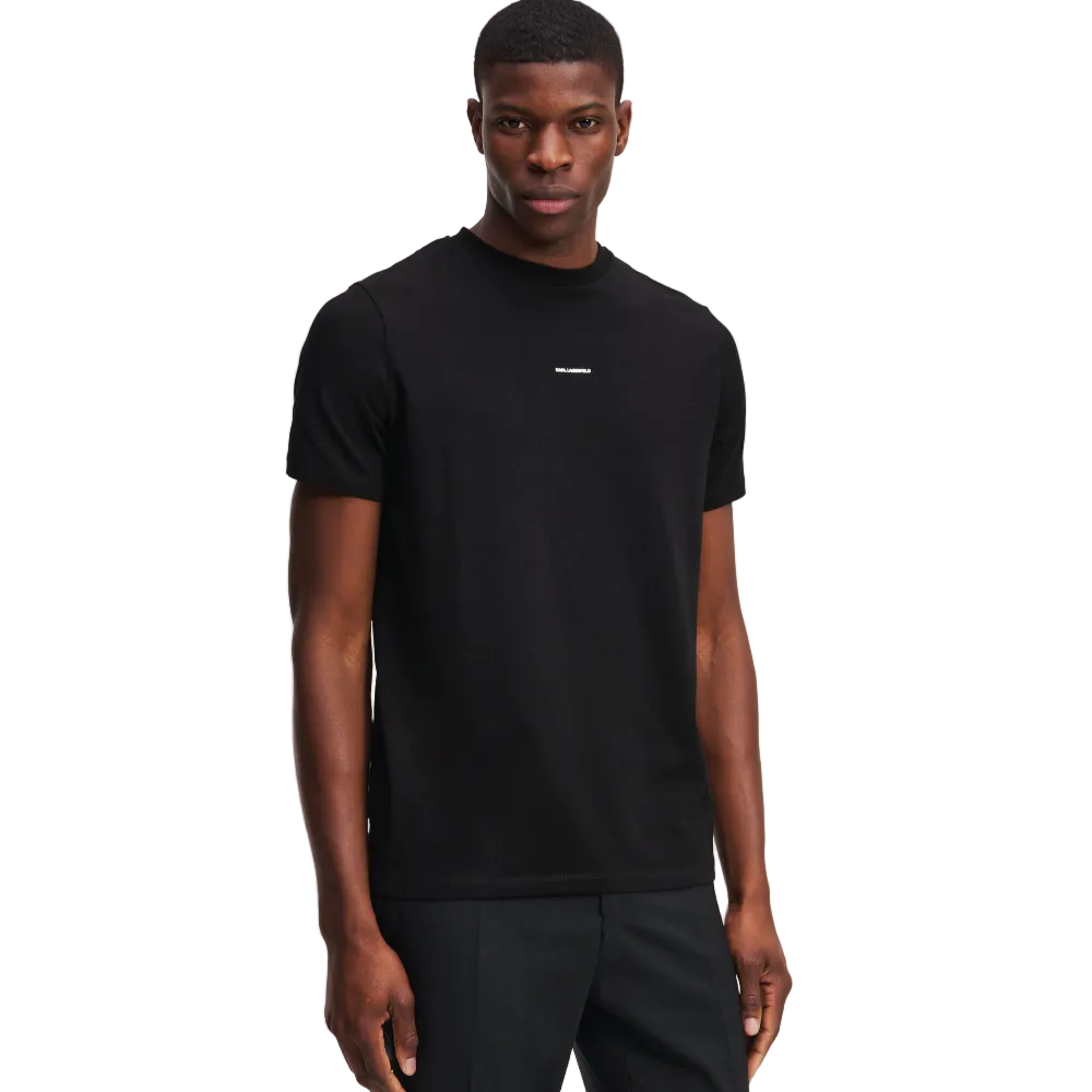 Karl Lagerfeld men's black Crewneck regular fit T-shirt front view