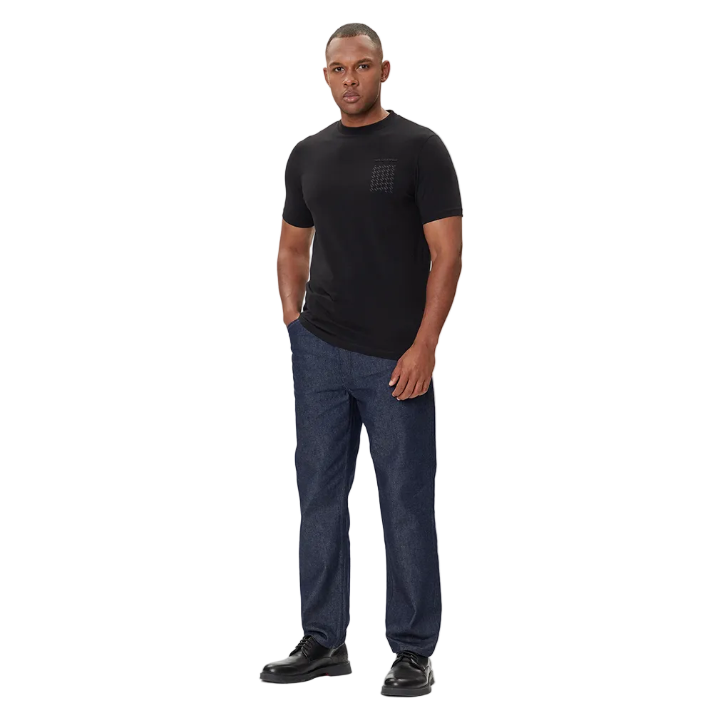 Karl Lagerfeld Black regular fit men's T-shirt with crew neck and signature chest logo, premium designer casual wear.