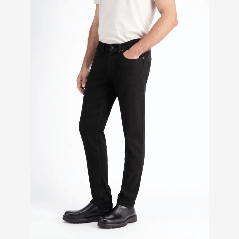 Lerros CONLIN black stretch denim jeans, slim fit 5-pocket style, front view studio photo