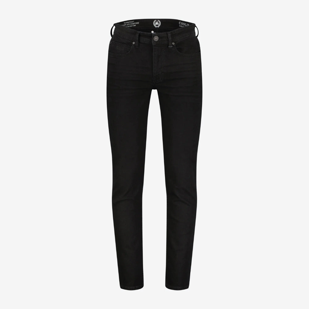 Lerros CONLIN black stretch denim jeans, slim fit 5-pocket style, front view studio photo