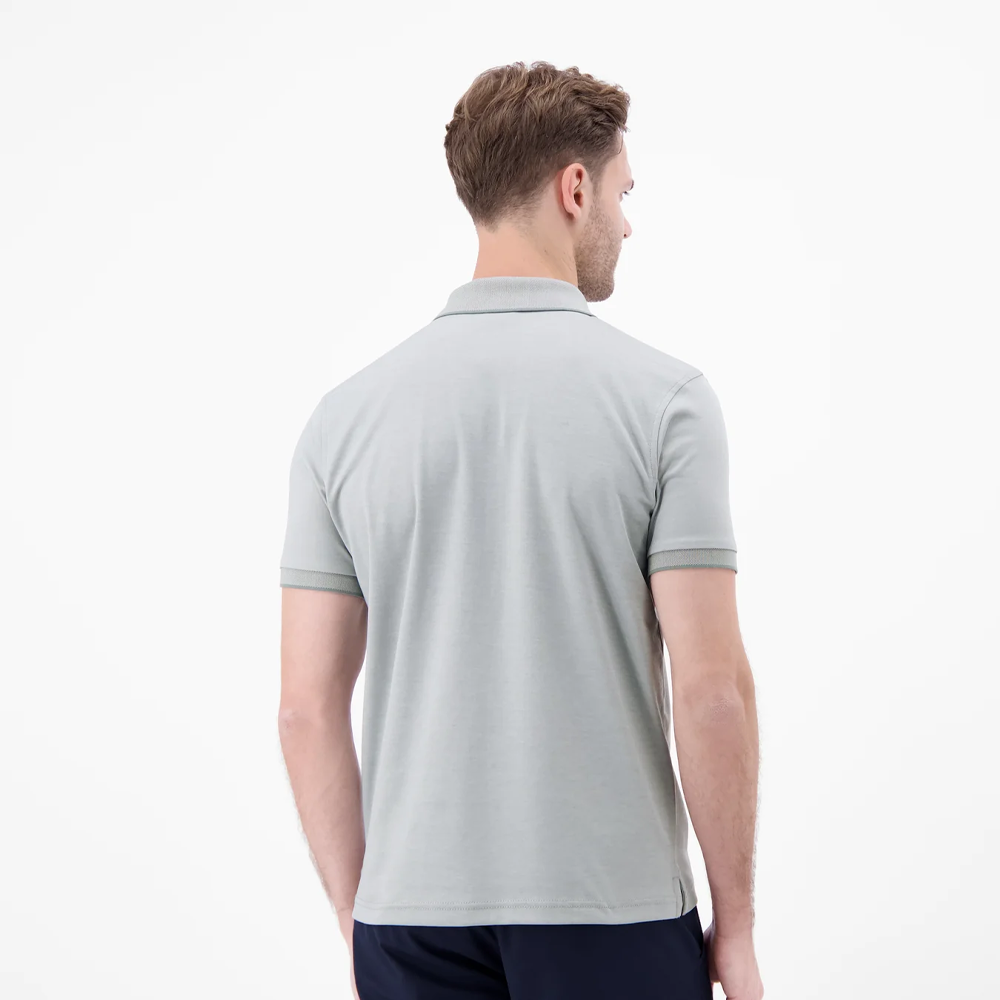 Man wearing a grey Lerros solid-color piqué polo shirt available at Kayagan in Lebanon