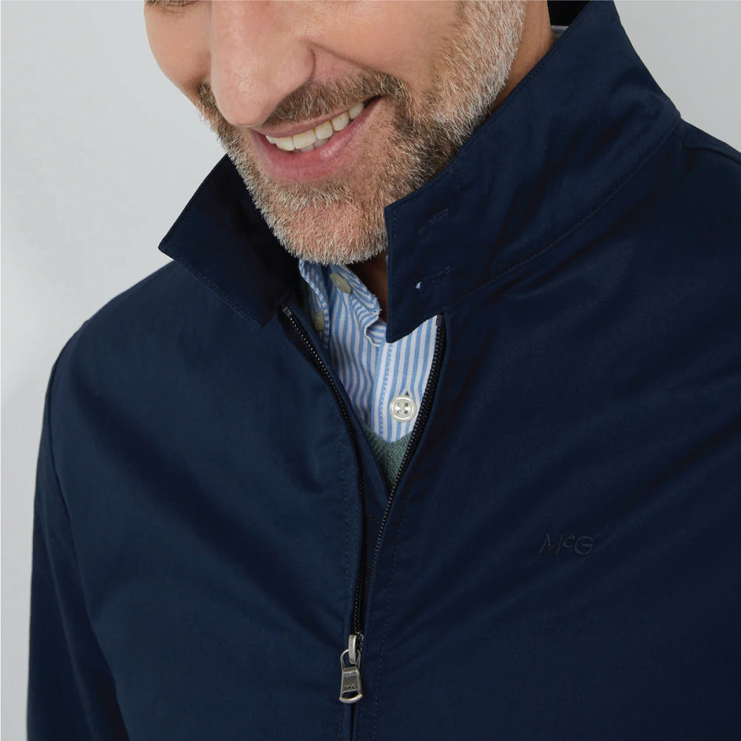 McGregor navy cotton bomber jacket for men with stand-up collar and full zip closure available online at Kayagan Lebanon.