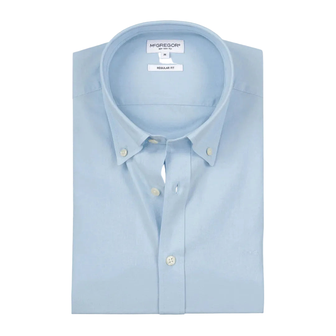 McGregor men's light blue cotton linen regular-fit button-down shirt with long sleeves, available online at Kayagan Lebanon.