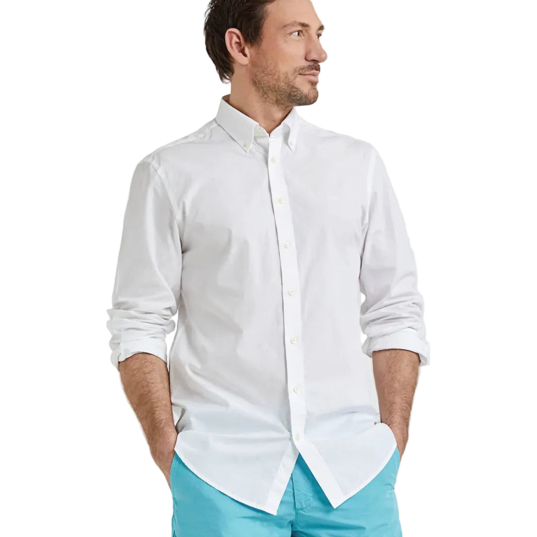 McGregor Stretch Poplin white men's regular fit long sleeve button-down shirt available online at Kayagan Lebanon.