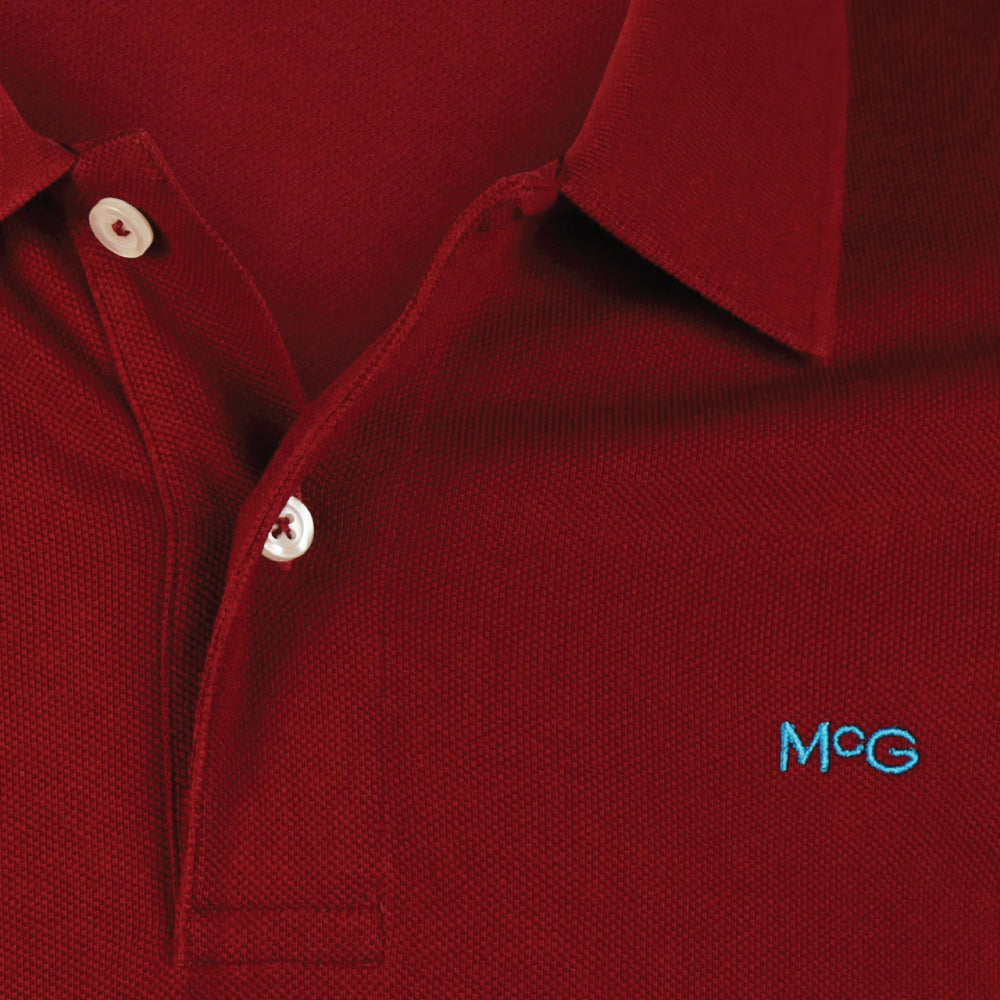 McGregor men's classic regular fit dark red polo shirt with a ribbed collar and short sleeves 