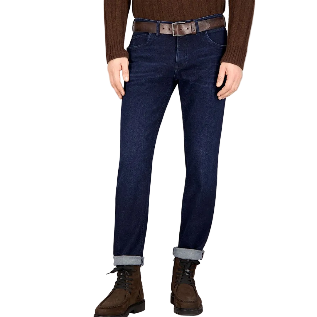 Gardeur Bennet Dark Stone men's straight fit jeans in premium stretch denim with a classic five-pocket design and dark wash finish.