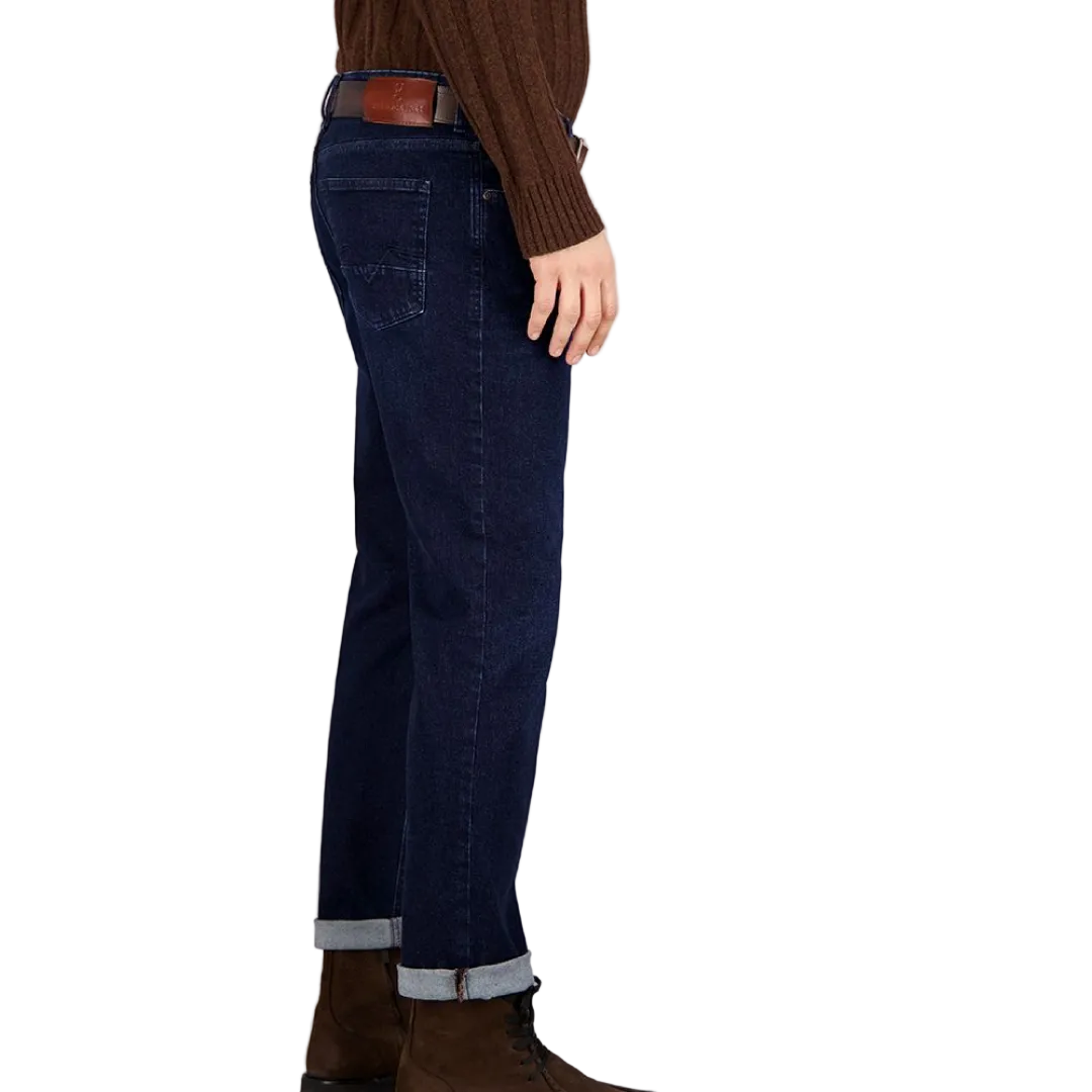 Gardeur Bennet Dark Stone men's straight fit jeans in premium stretch denim with a classic five-pocket design and dark wash finish.
