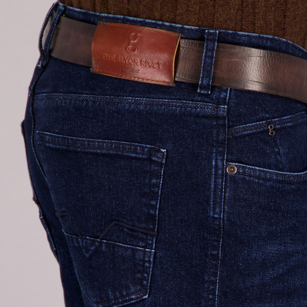 Gardeur Bennet Dark Stone men's straight fit jeans in premium stretch denim with a classic five-pocket design and dark wash finish.