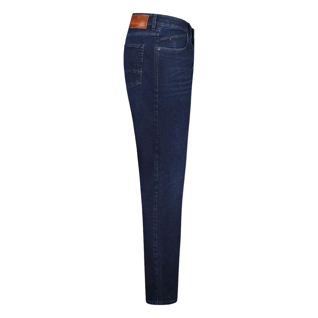 Gardeur Bennet Dark Stone men's straight fit jeans in premium stretch denim with a classic five-pocket design and dark wash finish.