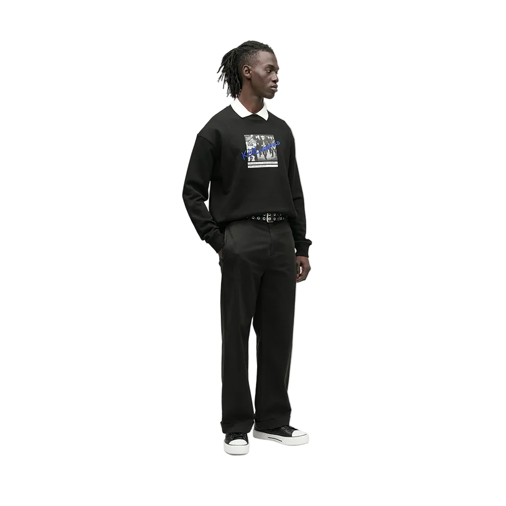 Karl Lagerfeld men's regular fit crew neck sweater with matching graphic print on the front and back, crafted from premium soft fabric.
