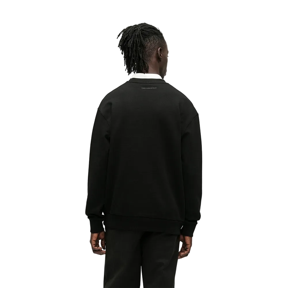 Karl Lagerfeld men's regular fit crew neck sweater with matching graphic print on the front and back, crafted from premium soft fabric.