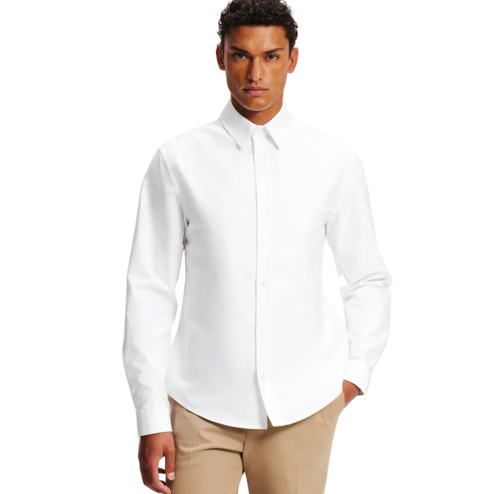 Karl Lagerfeld Kameo Oxford regular fit men's long sleeve button-down shirt with embroidered chest logo and classic collar.