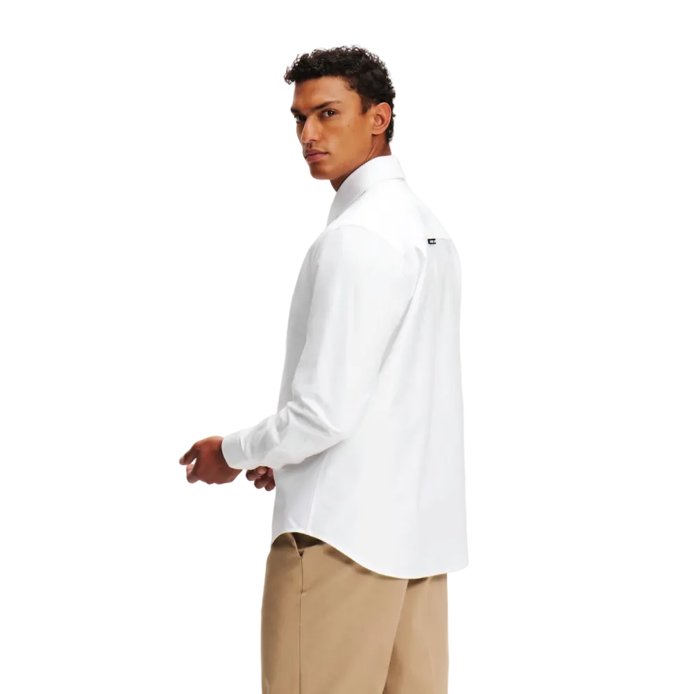 Karl Lagerfeld Kameo Oxford regular fit men's long sleeve button-down shirt with embroidered chest logo and classic collar.