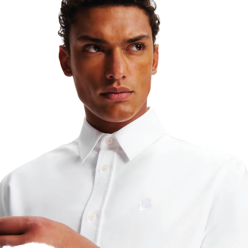 Karl Lagerfeld Kameo Oxford regular fit men's long sleeve button-down shirt with embroidered chest logo and classic collar.
