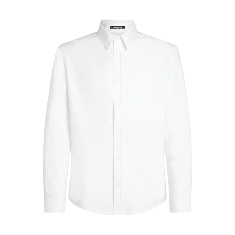 Karl Lagerfeld Kameo Oxford regular fit men's long sleeve button-down shirt with embroidered chest logo and classic collar.