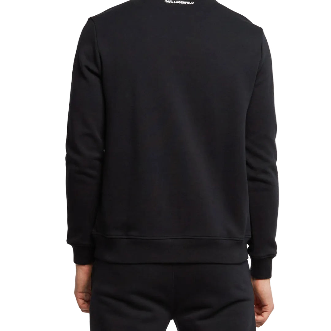 Karl Lagerfeld men's black regular fit sweatshirt with Iconic Karl graphic print and crew neck