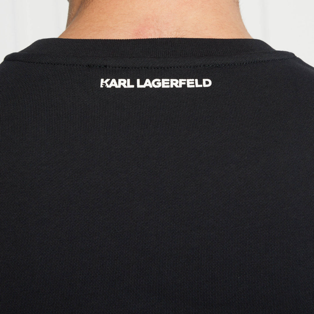 Karl Lagerfeld men's black regular fit sweatshirt with Iconic Karl graphic print and crew neck