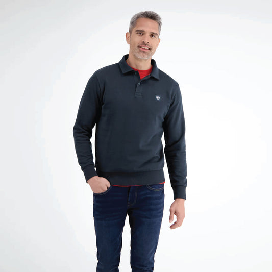 Lerros men’s sweat polo shirt with long sleeves and button placket available at Kayagan Lebanon