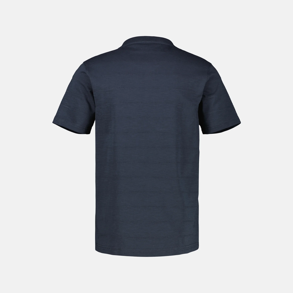 Lerros classic navy V-neck knitted t-shirt with contrast collar trim and embroidered logo, Kayagan Lebanon