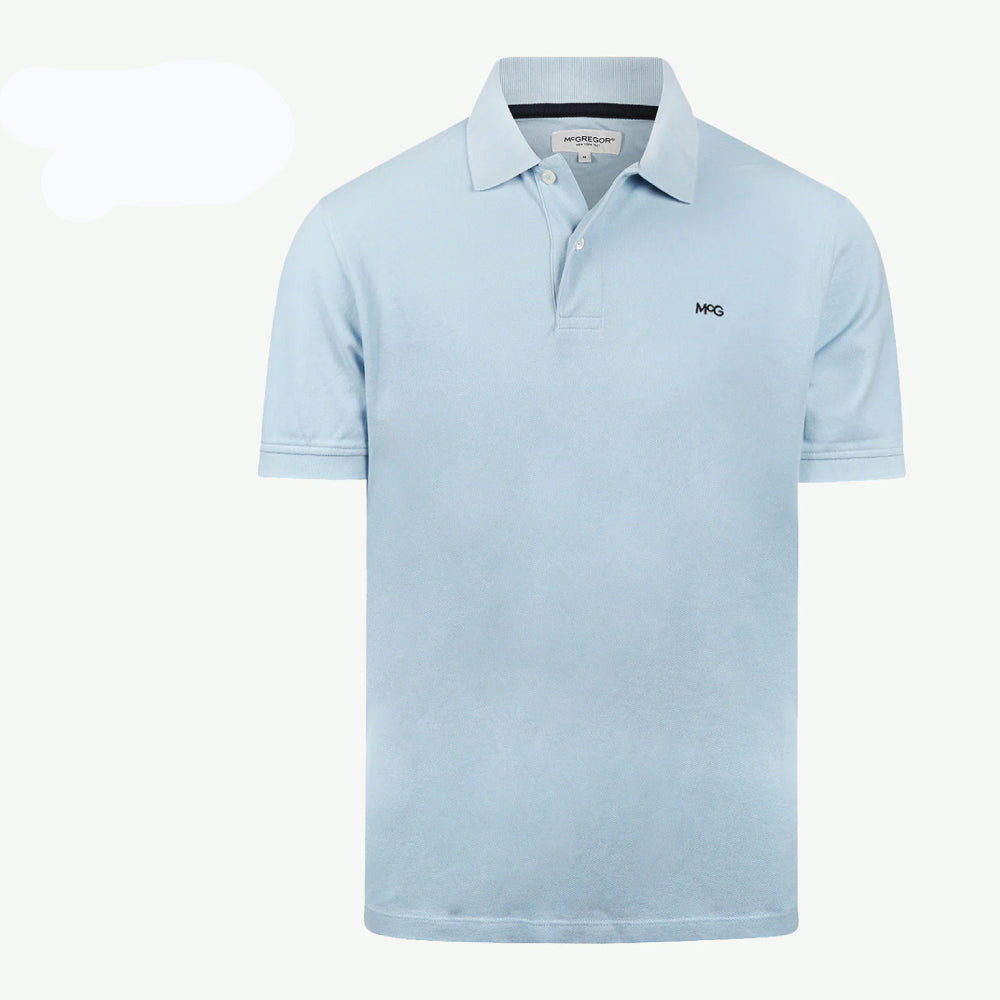 McGregor men's classic regular fit baby blue polo shirt with a ribbed collar and short sleeves on a white background.