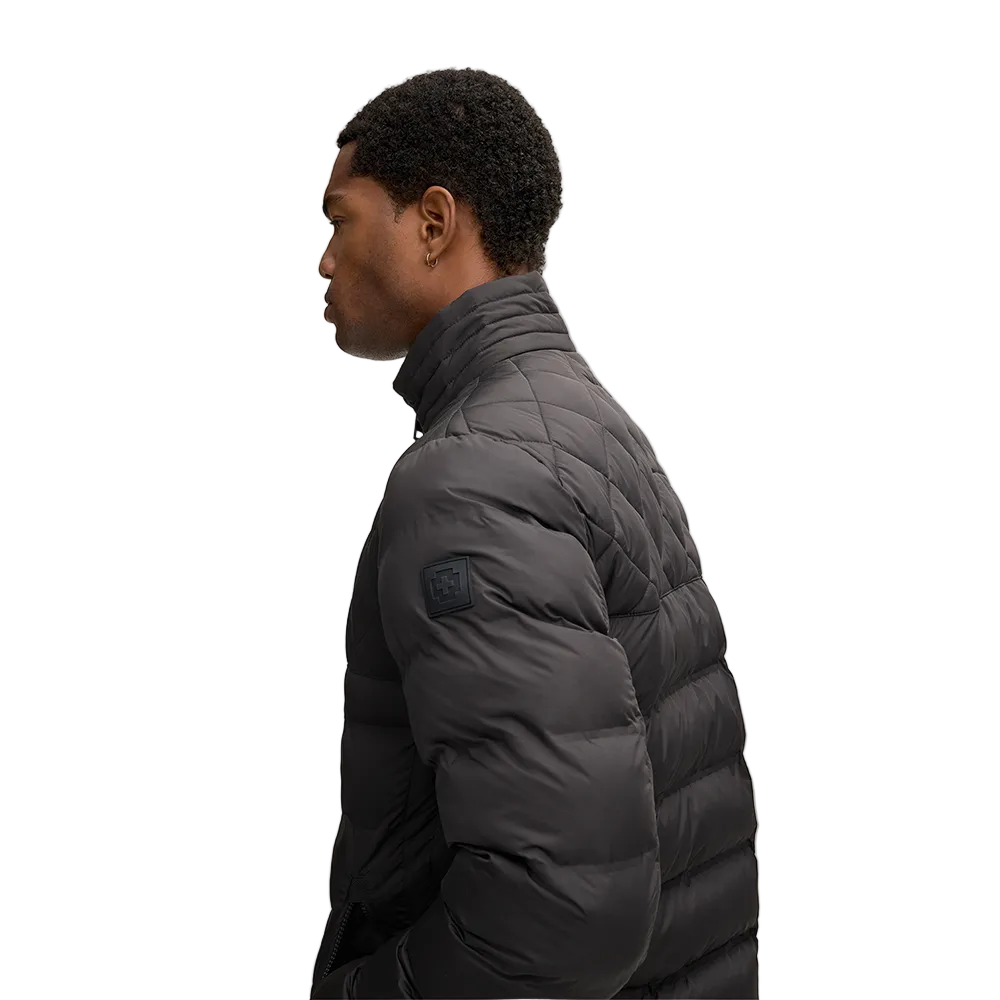 Man wearing Strellson Clason Fused Quilted Jacket in black with zip-up front and stand collar, Kayagan online