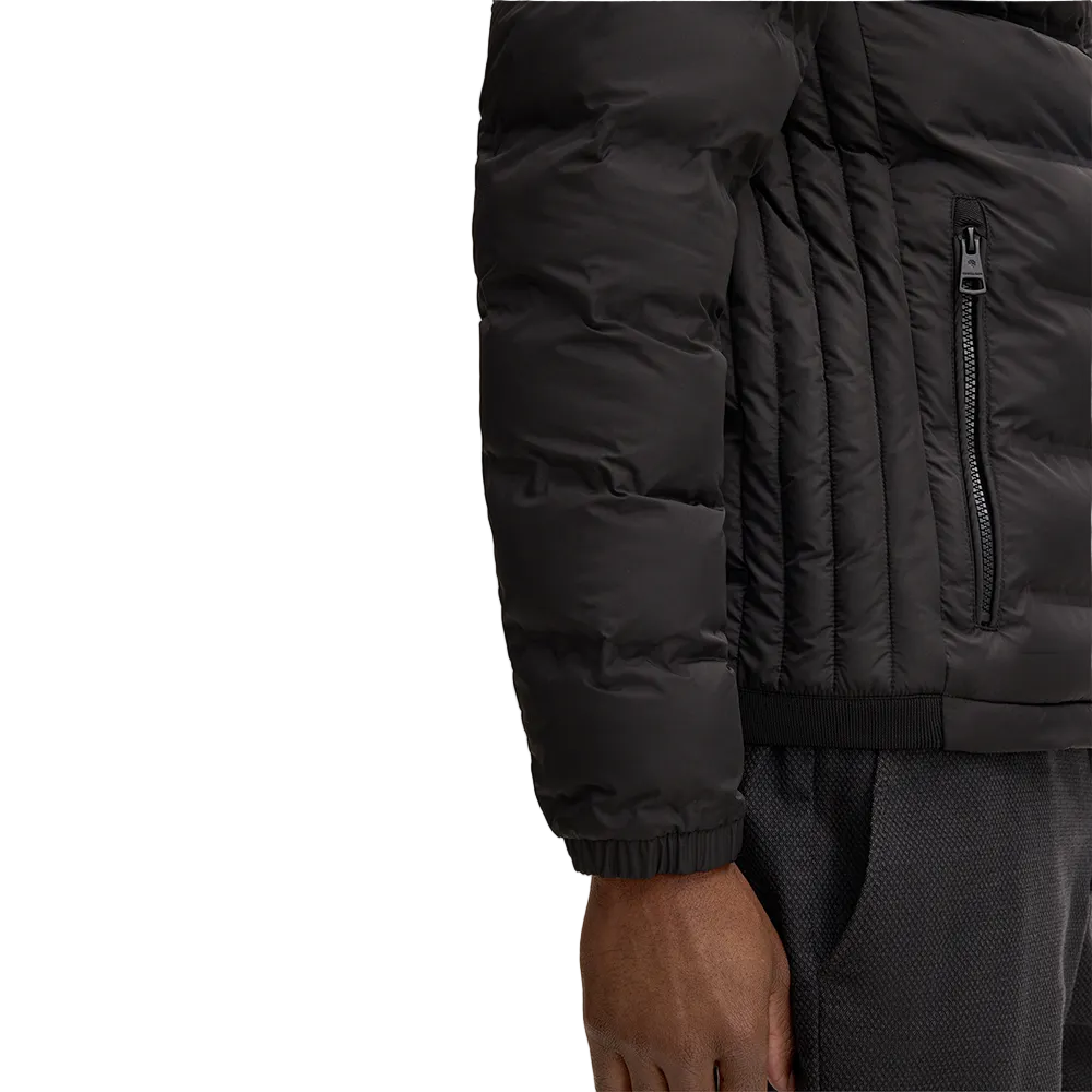 Man wearing Strellson Clason Fused Quilted Jacket in black with zip-up front and stand collar, Kayagan online