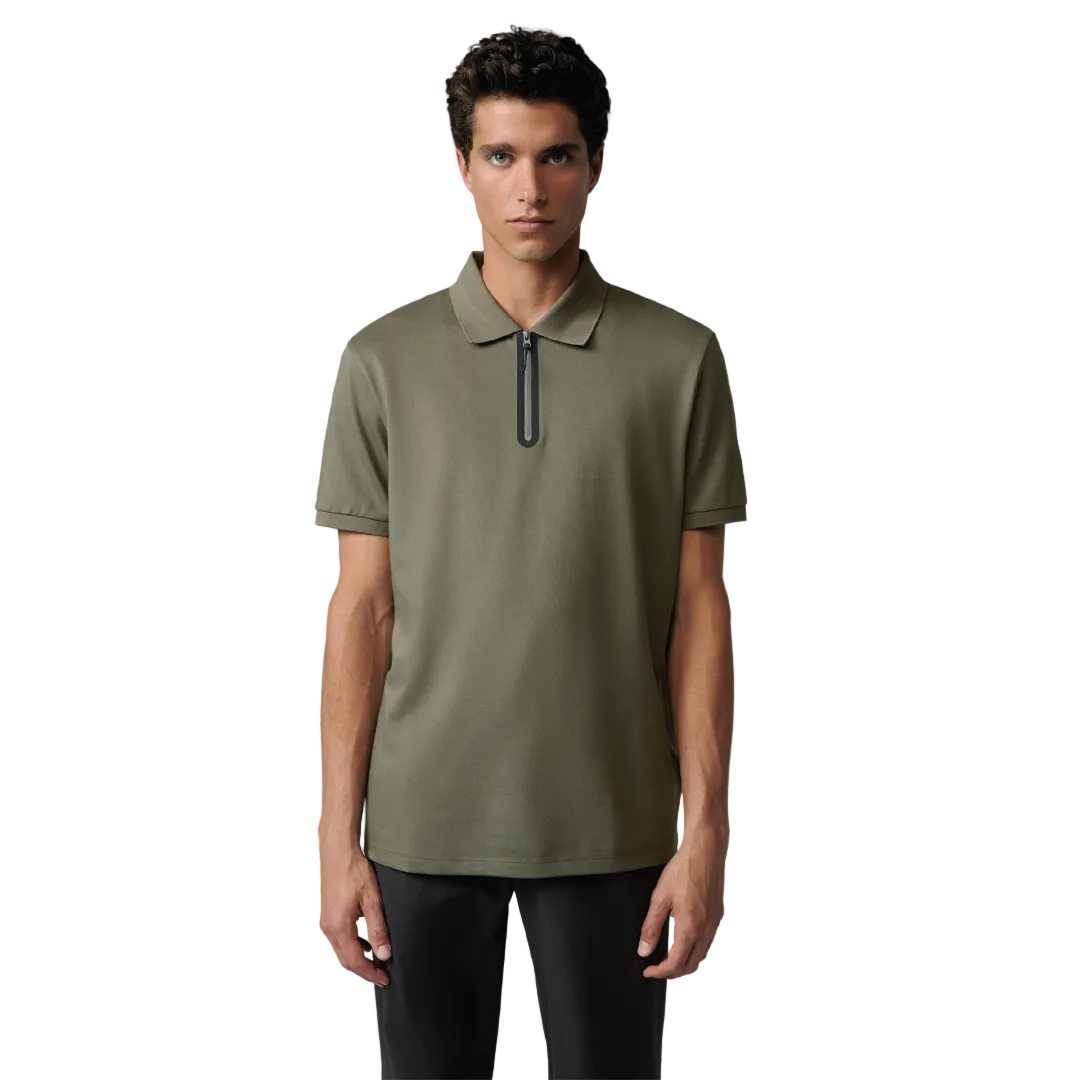 Strellson Reno olive regular fit men's polo shirt with zip collar, available online at Kayagan Lebanon with nationwide delivery.