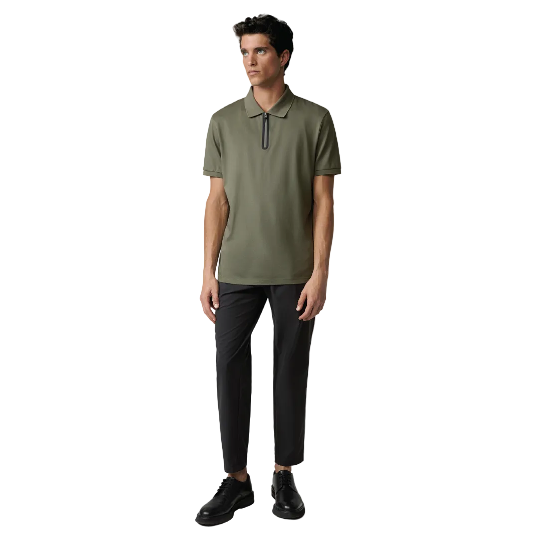 Strellson Reno olive regular fit men's polo shirt with zip collar, available online at Kayagan Lebanon with nationwide delivery.