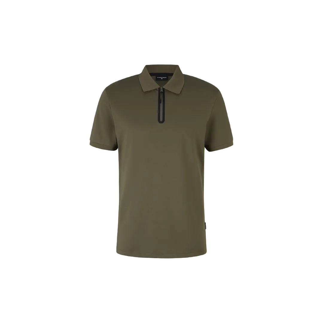 Strellson Reno olive regular fit men's polo shirt with zip collar, available online at Kayagan Lebanon with nationwide delivery.