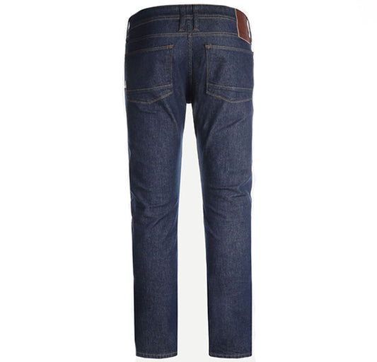 Back view of McGregor navy slim fit stretch denim jeans for men featuring five-pocket styling, available online at Kayagan Lebanon.